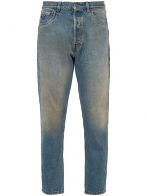 Straight fit džíny s dírami Prada - modrá