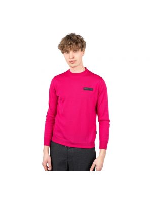 Sweter z wełny merino w paski Plein Sport różowy