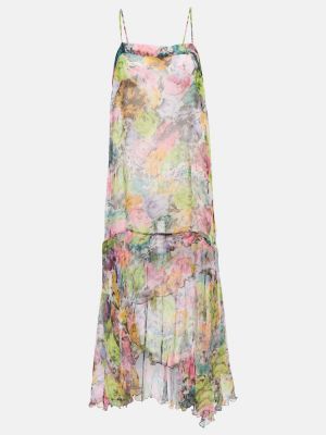 Svilena midi haljina s cvjetnim printom Dries Van Noten
