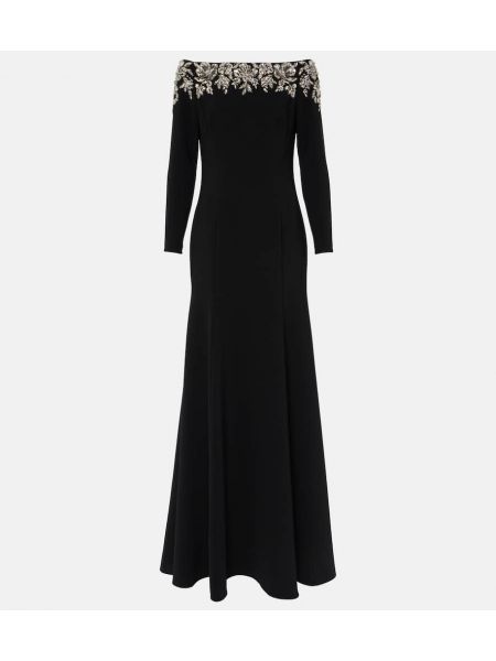 Μάξι φόρεμα με χάντρες Jenny Packham μαύρο