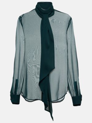 Копринена блуза от шифон Saint Laurent зелено