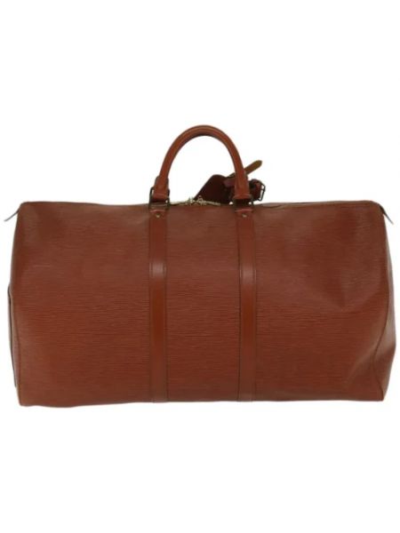 Bolsa de viaje de cuero Louis Vuitton Vintage marrón