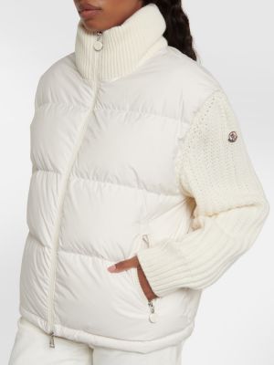 Cardigan di lana di lana di piuma Moncler bianco