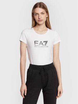 Marškinėliai slim fit Ea7 Emporio Armani balta