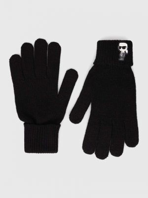 Rokavice iz kašmirja Karl Lagerfeld črna