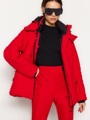 Αδιάβροχος μπουφάν σκι με κουκούλα Trendyol κόκκινο