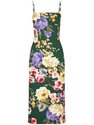 Robe mi-longue à imprimé Dolce & Gabbana vert