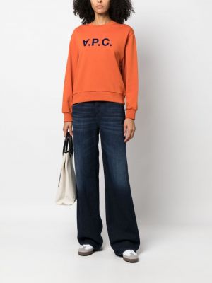 Sweatshirt aus baumwoll mit print A.p.c. orange