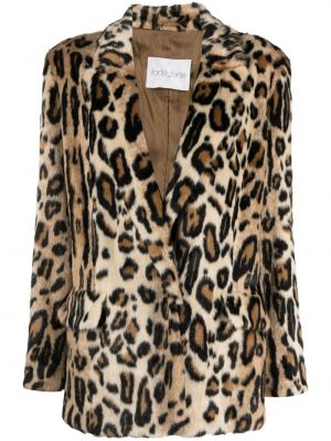 Palton de blană cu imagine cu model leopard Forte_forte