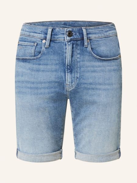 Szorty jeansowe slim fit w gwiazdy z kieszeniami G-star Raw niebieskie