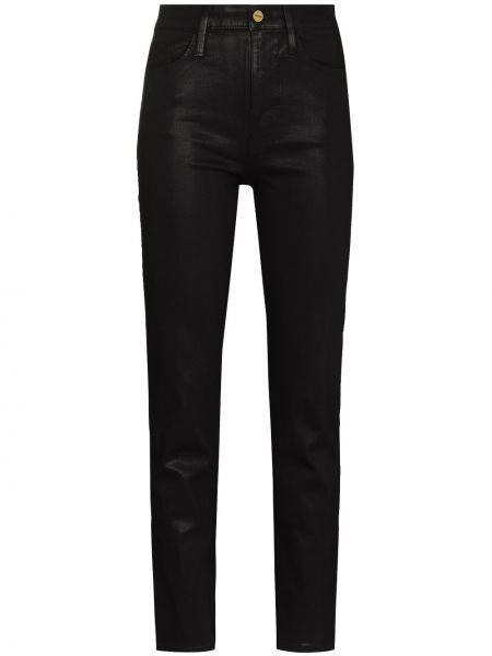 Hög midja skinny fit-jeans Frame svart