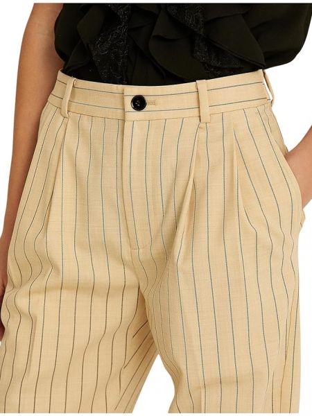 Шерстяные брюки в полоску из крепа Lauren Ralph Lauren черные