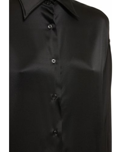 Oversized hedvábná saténová košile Tom Ford černá