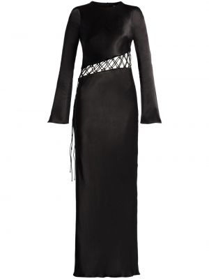 Mežģīņu asimetriska maksi kleita ar šņorēm Shona Joy melns