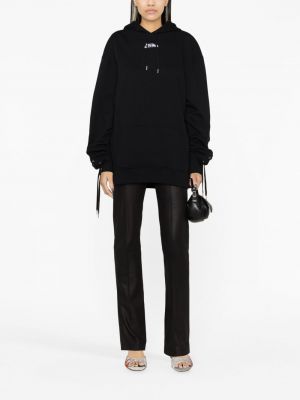 Kokvilnas kapučdžemperis ar šņorēm ar apdruku Jean Paul Gaultier melns