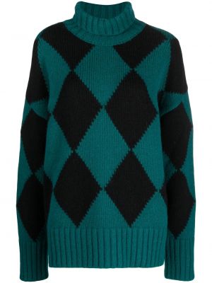 Аргайл пуловер La Doublej зелено