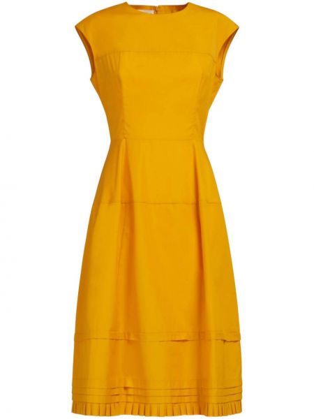 Plisirana pamučna midi haljina Marni žuta