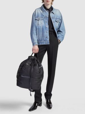 Nylonowy plecak skórzany Saint Laurent czarny