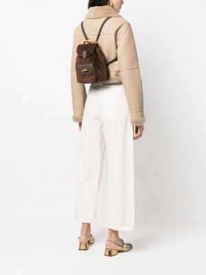 Bambusový semišový batoh Gucci Pre-owned hnědý