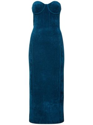 Zamatové midi šaty Galvan modrá