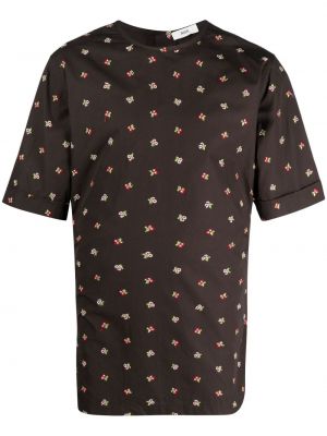 Kvetinové bavlnené tričko s potlačou Rier