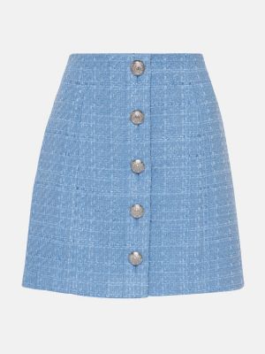 Mini falda de algodón de tweed Veronica Beard azul