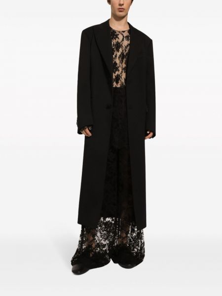 Mežģīņu brīva piegriezuma bikses ar ziediem Dolce & Gabbana melns
