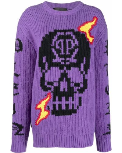 Pull en tricot Philipp Plein violet