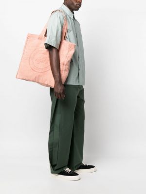 Leinen shopper handtasche mit print Vilebrequin orange