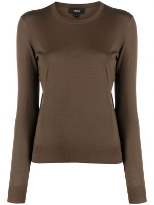 Pull en laine col rond Theory marron