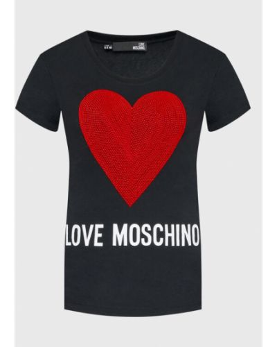 Slim fit gyapjú póló Love Moschino - fekete