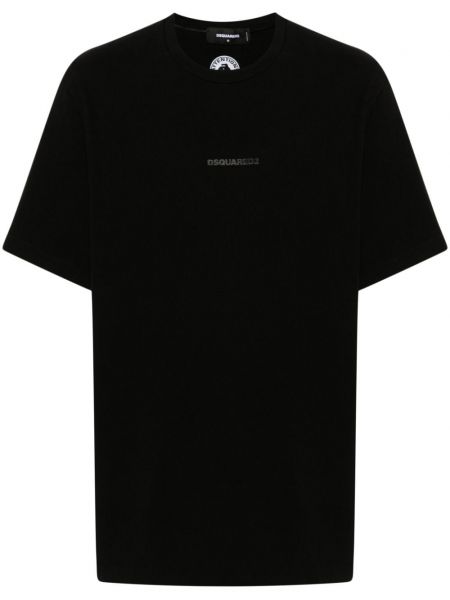 Βαμβακερή μπλούζα Dsquared2 μαύρο