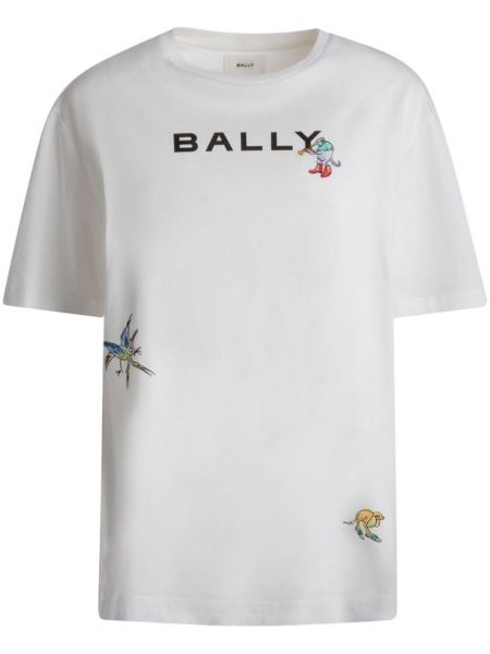 Raštuotas marškinėliai Bally balta