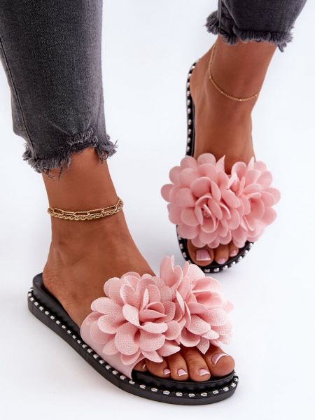 Papuci de casă cu model floral Kesi roz