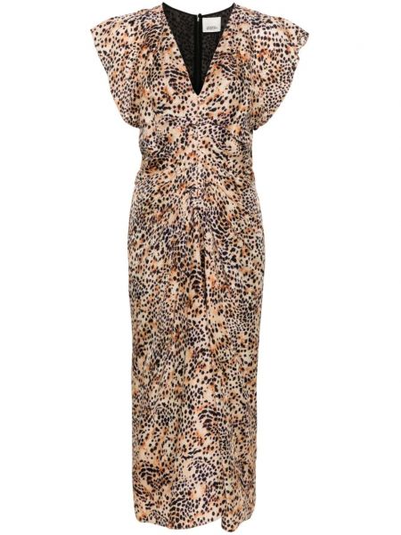 Rovné šaty s potlačou Isabel Marant béžová