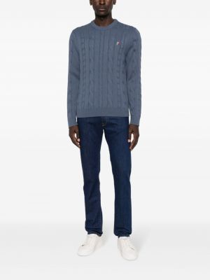 Bavlněný svetr s výšivkou se zebřím vzorem Paul Smith modrý