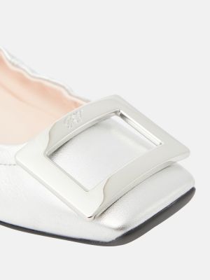 Bőr balerina cipők Roger Vivier ezüstszínű