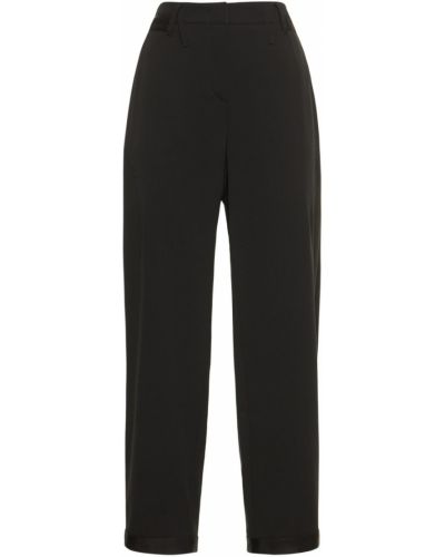 Hedvábné rovné kalhoty Giorgio Armani černé