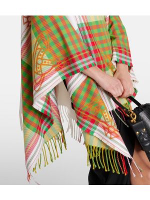 Kockovaný bavlnený vlnený pončo Vivienne Westwood