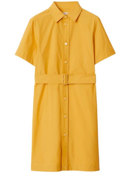 Pamučna ravna haljina s vezom Burberry žuta