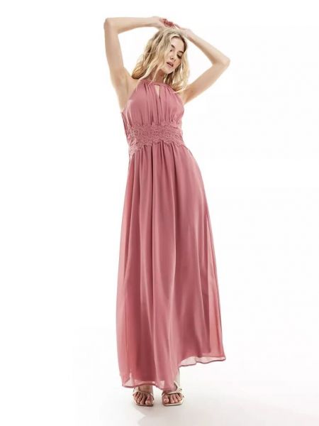 Длинное платье Vila розовое
