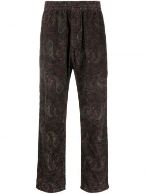 Proste spodnie sztruksowe z nadrukiem z wzorem paisley Carhartt Wip brązowe
