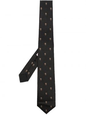 Копринена вратовръзка с принт Alexander Mcqueen черно