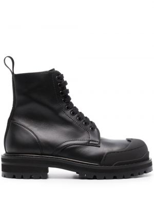 Ankle boots à lacets en cuir en dentelle Marni noir
