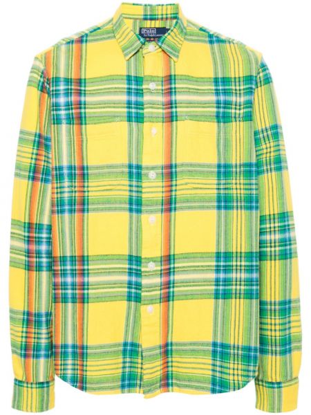 Koszula w kratkę flanelowa Polo Ralph Lauren żółta