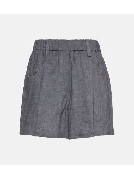 Pantalones cortos de lino Brunello Cucinelli gris