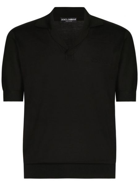 Polo majica s vezom Dolce & Gabbana crna