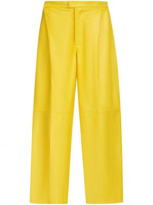 Relaxed кожени панталон Marni жълто
