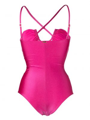 Nėriniuotas maudymosi kostiumėlis su raišteliais Patbo rožinė