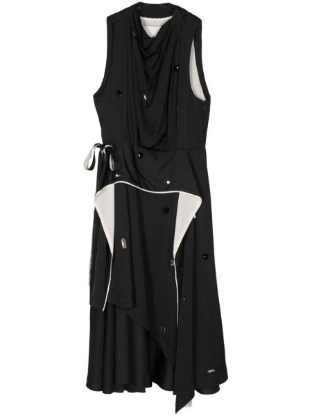 Satynowa sukienka trapezowa drapowana 3.1 Phillip Lim czarna